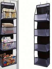 1pc Multi-Functional Over-The-Door Storage Hanging Bag - Perfect For Organizing Hats, Socks, Towels And Miscellaneous Items, Suitable For Bedroom, Bathroom And Various Rooms, An Ideal Gift For Valentine's Day And Christmas - Black - View 1