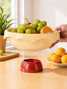 高脚水果碗，适用于家庭和餐厅，外观奢华，风格极简，多功能水果篮，带沥水槽，适合客厅摆放，可盛放糖果、零食和坚果。