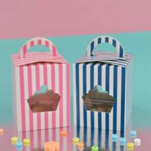 CYPN25 Cajas Individuales para Cupcake contenedor individual rosa para cupcake con inserto de ventana y asa empaque para magdalenas macarrones dulces galletas y regalosFashion - Rosa - Ver 6