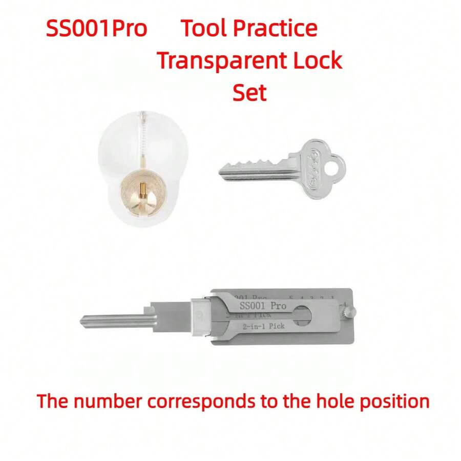 1 Set SS001Pro Transparent Lock Practice Tool Kit, 2-In-1 Emergency Access Tool, Lock Picking Practice, Civilian Lock Opener, Portable, High Precision - Silver - View 1