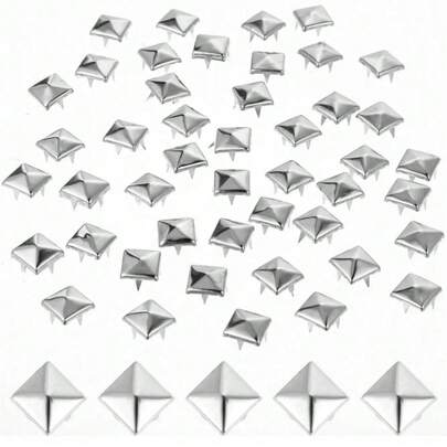 50/100/320 Pcs Square Pyramid Studs, 10mm 4-Prong Spike Rivet, Punk Rock Stud Spots, For Bags, Shoes, Leather Crafts