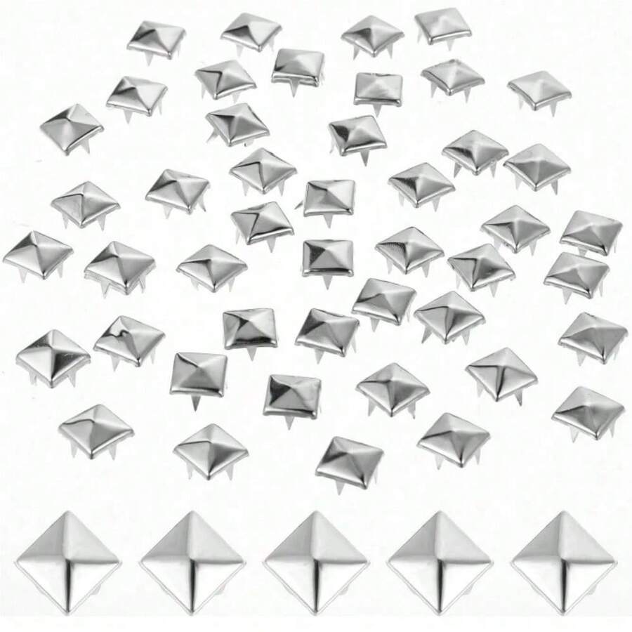 50/100/320 Pcs Square Pyramid Studs, 10mm 4-Prong Spike Rivet, Punk Rock Stud Spots, For Bags, Shoes, Leather Crafts