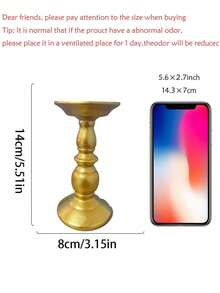 1件金色艺术树脂烛台/烛架，伊斯兰柱形设计，适用于斋月餐桌、婚礼装饰、四季烛台、宾馆/酒店装饰、精致房间装饰、餐厅和家居装饰、餐桌中心装饰品等。 - 彩色 - 查看 8