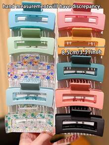 5/10个彩色方形发夹，可爱女孩礼物，适合日常休闲佩戴，四季皆宜 - 发爪、发夹、抓发夹、女孩节日装饰发饰，适合日常外出、休闲、派对、通勤、度假、盘发、洗脸、化妆、搭配服装、发饰、海滩度假风发夹 - 彩色 - 查看 3