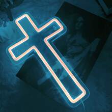 Señal de neón LED USB con tema de cruz - Esencial para fiestas festivas, luz de pared para ambiente de bar y dormitorio - Morado - Ver 5