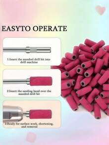 50支/盒 指甲锉打磨带，带金属杆，用于去除凝胶指甲、老茧和角质层，指甲钳，美甲用品，美甲工具，返校季，指甲，美甲工具，假指甲工具 - 玫紅色 - 查看 3