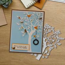 创意树木和鸟类金属切割模具，DIY剪贴簿相册和压花模板，贺卡制作工具，卡片纸切割工艺品，礼品卡制作模板模切。