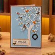 创意树木和鸟类金属切割模具，DIY剪贴簿相册和压花模板，贺卡制作工具，卡片纸切割工艺品，礼品卡制作模板模切。