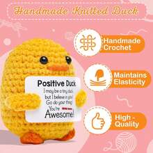 1pc Hand Crocheted Small Yellow Duck With Inspirational Card-Cute Duck, Very Suitable For Birthday, Christmas And Valentine's Day Gifts. - Multicolor - View 4