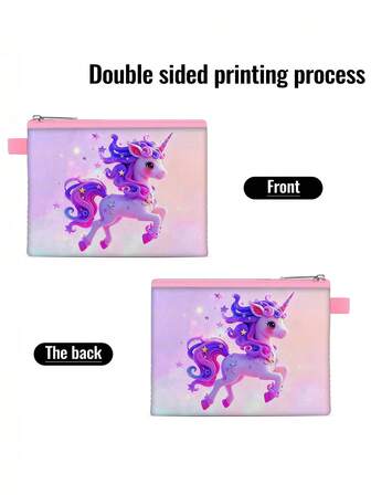 Barnens nya myntbörs, liten plånbok med enhörningstema, flickors nyårsmyntpåse, slitstark tygmyntväska för studenter, moderiktig estetisk myntbörs, lämplig för vardagshemmet, resor, myntförvaring, barnens födelsedagspresent (13,5 cm x 10,1 cm)