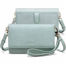 Women Small Crossbody Cell Phone Purse Wallet With RFID Card Slots And 2 Straps - Màu xám lớn của bạn - Xem 8