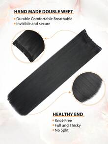 24 Inch/40 Inch Women'S Straight Clip-In Hair Extensions Bundles, 5 Clip Shaped Design, All-In-One Hair-Volume Synthetic Wig, Easy To Use, Suitable For All Hair Types, Natural Results - Black - View 7