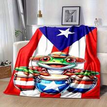 Puerto Rican Themed Flannel Blanket - Vibrant Cultural Prints With Flags, Symbols & Puerto Rico Text - Soft Warm Travel Digital Print,Suitable For All Seasons,      Washable And Machine-Washable, Lightweight, Breathable, Comfortable, Warm,  Unique, 280gsm For Him And Her, Perfect For Naps, Camping, Travel, Family, Daily Life, Office Decoration, Birthday Anniversaries, Valentine's Day, Thanksgiving, Christmas, Halloween, Mother's Day, Father's Day, Wedding,   New Year Gifts Provide Personalized Ideal Gifts For Her, Him, Family Members, Boyfriends,  Girlfriends, Fathers, Family Members, Mothers, Lovers,   Daughters, Sons,   Grandfathers, Grandmothers,     Friends, Classmates And Pets.     Sofa,Bed,Car,Bedroom,Living Room,Office,  Outdoor Camping, Beach,Wall Decoration - Nhiều màu 21 - Xem 2