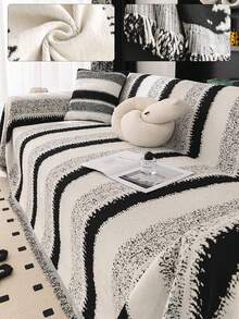 1件装优质沙发套，防刮沙发毯，全覆盖沙发保护套，适合家居装饰，可机洗 - 黑色 - 查看 10