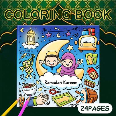GDTME A 24-Page Adult Coloring Book With Ramadan Elements Such As Crescent Moons, Lanterns, And Cute Gift Boxes, Connecting The Warm Scenes Of Eid Food And Holiday Gifts. Use Colors To Unlock The Joy And Sacredness Of Ramadan, Suitable For New Year, Birthdays, Back-To-School Season, Ramadan, And Various Occasions.