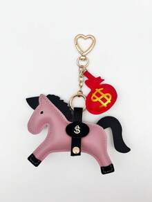 1pc New Leather Horse Coin Purse Bag Charm, Elegant & Cute Horse Wallet Essential Decor Keychain, Women Handbag Accessory, Shoulder Bag/Backpack Decoration, Meaning "Get Rich Soon" Funny Pendant, Multi-Color Options, Ideal Gift For All Seasons