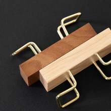 1pc Wooden Card Holder, Simple Desktop Card Display Rack, Beechwood & Walnut Wood Metal Card Stand, Home & Office Supplies - Multicolor - View 7