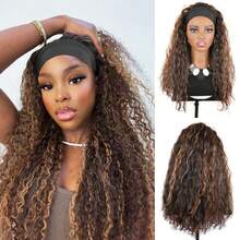 Wet And Wavy Headband Wig] Water Wave Half Wig - Curly Headband Wig For Women- Synthetic, Glueless, Wet And Wavy, Daily Use - Multicolor - View 14