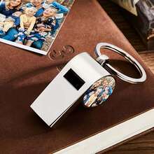 Custom Personalized Metal Whistle Keychain, Stainless Steel Whistle With Custom Photo Engraving, Portable Key Ring Whistle, Multi-Functional Keychain Accessory, Emergency Safety Whistle, Perfect Gift For Couples, Friends, Sports Enthusiasts, Hikers, Ideal For Outdoor Activities, Daily Use, Durable Customizable Whistle Keychain For Birthdays, Anniversaries, Holidays - Multicolor - View 6