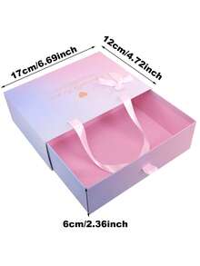 1pc Paper Gift Box, Creative Ombre Letter Pattern Gift Packaging Box, For Gift Wrapping