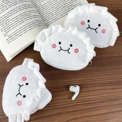 1pcs  1pcs  Cute Dumpling-Shaped Coin Purse, Cartoon Dumpling Emoticon Bag, Student Funny Headphone Key Storage Bag, Multi-Functional Keychain Card Bag, Pendant, Unisex