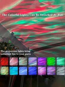 RGB遥控北极光/水波投影灯 - USB供电，多色灯光，适用于卧室、天花板装饰、家庭影院、露营、婚礼、节日派对、圣诞礼物，遥控灯