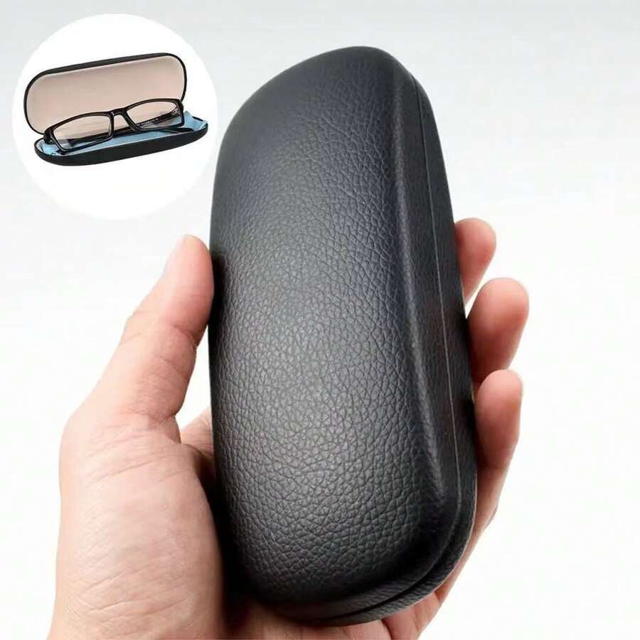 PU Leather Hard Glasses Case For Men And Women - Protective Eyeglass Case For Reading Glasses - màu đen - Xem 1