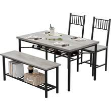 Juego de Mesa de Comedor para 4 Personas con Banco y sillas, Juego de Mesa de Cocina de 4 Piezas con Almacenamiento, Mesa de Comedor Que Ahorra Espacio para Apartamentos y comedores - Gris - Ver 8