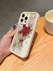 1pc Floral Pattern Shock-Resistant Phone Case, TPU Material Suitable As Valentine's Day Gift, Compatible With Apple IPhone XS/XS Max/XR/11 12 13 14 15 16 Pro/Pro Max/14 15 16 Plus/17, Unisex - Multicolor - View 6
