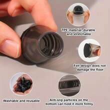 16pcs Silicone Chair Leg Protectors With Felt Anti-Slip Caps And Polished Metal Appearance. These , Scratch-Resistant Covers Are Designed For Hardwood Floors And Easy To Install. - Multicolor - View 6