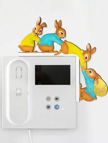 1pc Wooden Easter Bunny Decor, Cute Rabbit Easter Egg Door Frame & Wall Decor, Easter Corner Decoration, Suitable For Home, Office, Party, Theme Party, Birthday, Easter Decoration - Multicolor - View 5