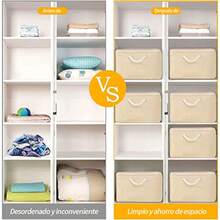 CYPNHONGHCL - Cestas de Almacenamiento de Tela para Organizar 3pcs Cestas Decorativas de Almacenamiento con Asas Cestas de Tela Organizadoras de Grandes de Plegable para Ropa Juguetes 35*25*17cm BeigeFashion - Beis - Ver 3