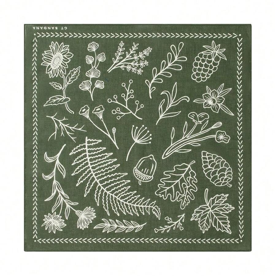 22\X22\ Flower Cotton Bandana Multi-Purpose Headbands - GreenForest - View 1