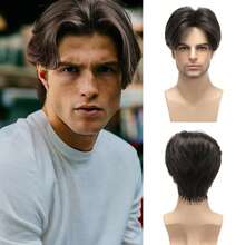 Men Brown Wig Short Middle Part Straight Synthetic Wigs,Male Wig Daily Cosplay Party Halloween - Multicolor - View 1
