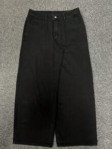 Quần jeans nam ống rộng dáng suông phong cách Grunge Goth Y2K, thêu họa tiết, đa năng, phù hợp mọi mùa, thời trang đường phố, thích hợp cho công sở, đi làm, biểu diễn sân khấu, đi chơi với bạn bè và hoạt động ngoài trời. - màu đen - Xem 4