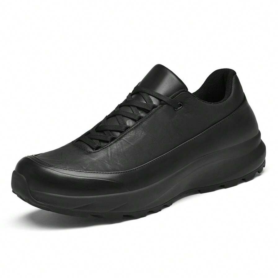 Men's Leather Shoes Sports Leather Shoes Spring And Autumn Low Top Layer Cowhide Surface Outdoor Hiking Casual Shoes Black - Standard Leather Shoe Size - View 1