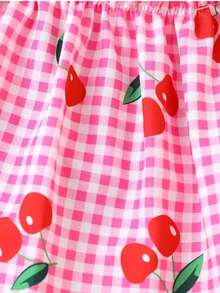 Classic Plaid Cherry Print Cat & Dog Dress - Pink - View 7