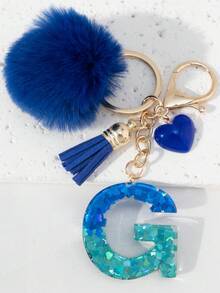 Móc khóa chữ cái, móc khóa hình quả cầu bông dễ thương, có thể treo trên túi xách, ba lô, xe hơi, món quà lý tưởng cho các cô gái, cũng là phụ kiện cho ví và túi xách, móc khóa tua rua, phụ kiện thời trang cho túi xách - Phụ kiện thời trang nữ - Nhiều màu - Xem 22