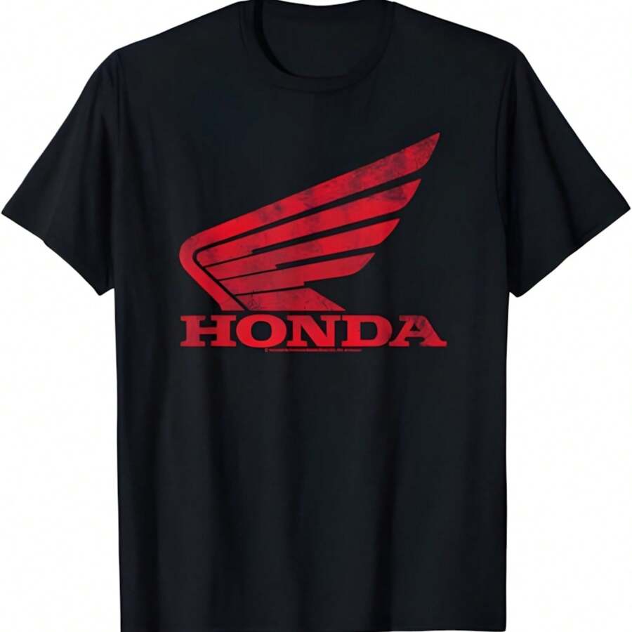 Hondas Distressed Powersports Wing T-Shirt - Black - View 1