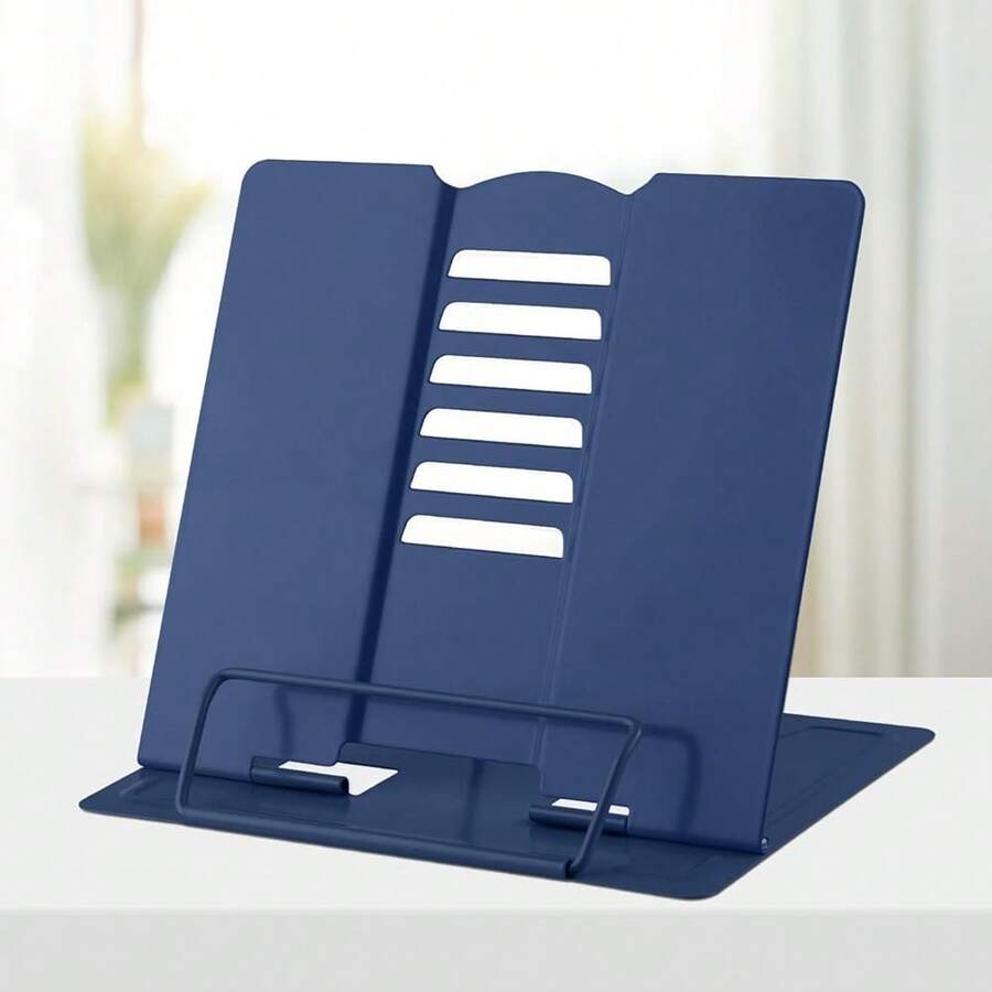Book Stand Metal Desk Book Holder, Book Holders For Reading Hands Free, Adjustable Cookbook Documents Holder, Portable Bookstand For Music Books, Textbook, Recipe, Tablet, Ipad (Royal Blue) - 皇家藍 - 查看 1