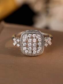 礼盒套装，奢华闪耀的立方氧化锆戒指，高端珠宝，适合女士参加派对和正式场合，采用铜材质，不褪色且低致敏性，适合作为送给爱人或母亲的礼物。 - 銀色 - 查看 15