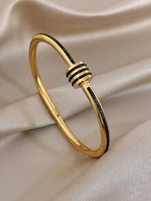 18K镀金几何球手链，女士镀金水晶手链，可叠戴不锈钢手链，圣诞派对珠宝礼品套装 - 彩色 - 查看 12