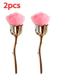 1pc/2pcs Extra Large Rose Gold Plated Nail Brush, Makeup Powder Brush, Lint-Free Nail Cleaner Brush