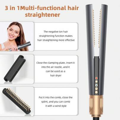 UKLISS 3-In-1 Multi-Functional Styling Tool (200M Negative Ion) | High-Speed Airflow + Rapid Heating | 3 Temperature Settings + Hot/Cold Mode | LCD Display + Auto Shut-Off (Overheat Protection) | Suitable For All Hair Types | Dry/Straight/Natural Curl/Tight Wave/Volume/Bangs | No Frizz, No Static | Ideal Valentine's Day Gift