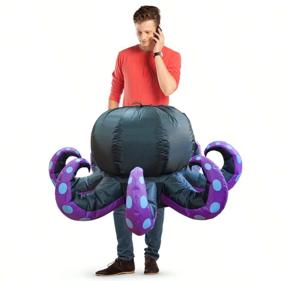 1pc Adult Inflatable Octopus Costume, Unisex Inflatable Costume - Full Body Heart-Themed Fancy Dress, Suitable For Halloween, Carnival, Christmas And Various Event Parties