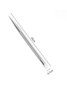 klimonla 1 pieza de barra de manicura para decoración de uñas, empujador de cutículas, removedor de piel muerta, herramientas de limpieza de acero inoxidable de doble extremo para uñas - Plateado - Ver 8