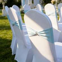 Cintas con lazo de diamantes de imitación para silla de boda, creativas y elegantes, para cubrir sillas de comedor, para fiestas, ceremonias y recepciones. - azul - Ver 1