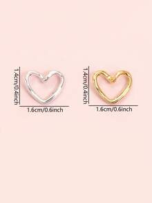 10pcs Simple Glossy Line Love Heart Charms, Ins Style High Color Retention Hollow Heart-Shaped Pendants For Freedom Creation Of Temperament Clavicle Chain Necklace Earrings Bracelet And Ornaments, Men And Women Fashion Versatile Jewelry DIY Accessories