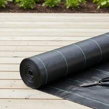 10m Length, 2 Width Options - Barrier Control Woven Garden, Landscape Fabric Heavy Duty Ground Cover Cloth - Black - View 1