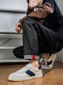 TOLLN 1双男士撞色拼接休闲系带运动鞋，户外多功能运动鞋 - 米色 - 查看 9